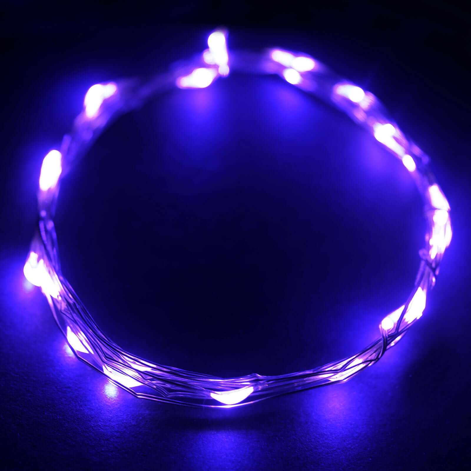 20 LED Micro Fairy String Lights Starry Bright Design Purple - Battery Operated Party Accent 90"