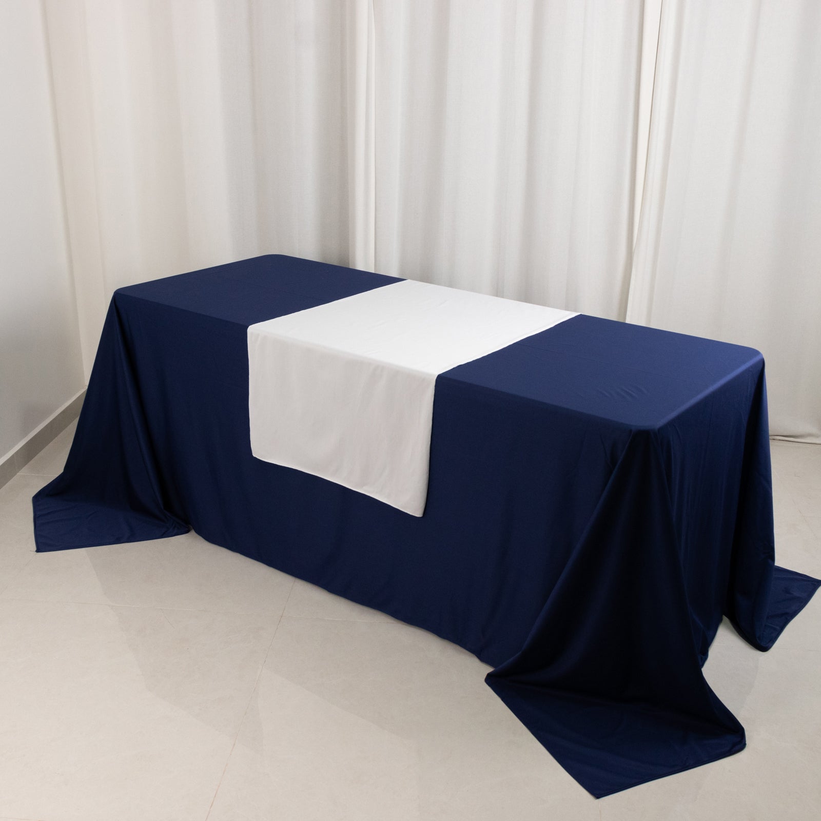 Wide Polyester 24"x72" Table Runner White - Durable Trade Show Table Linen