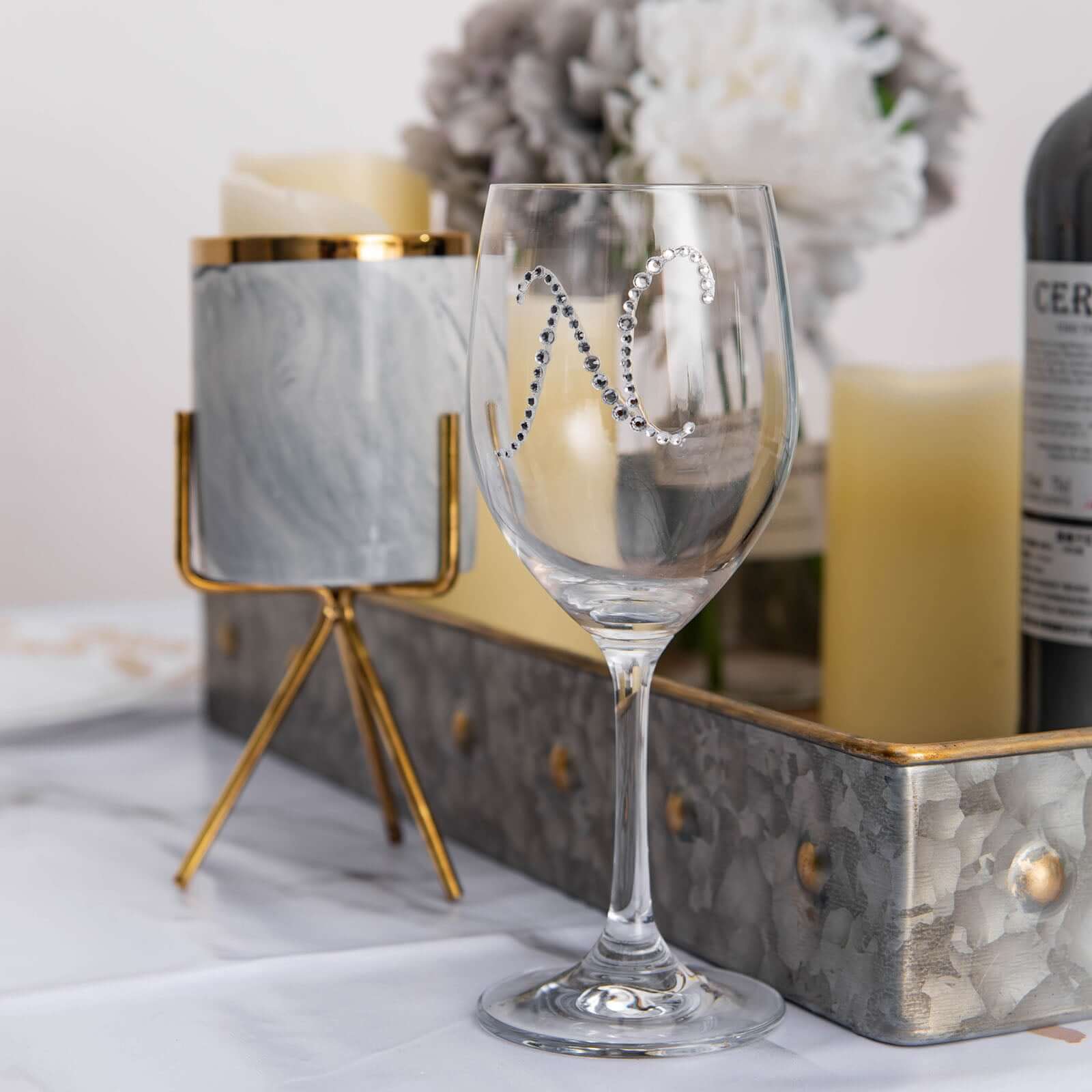 12 Pack 1.5" Clear Rhinestone Monogram Letter Jewel Sticker Self Adhesive DIY Diamond Decor - I