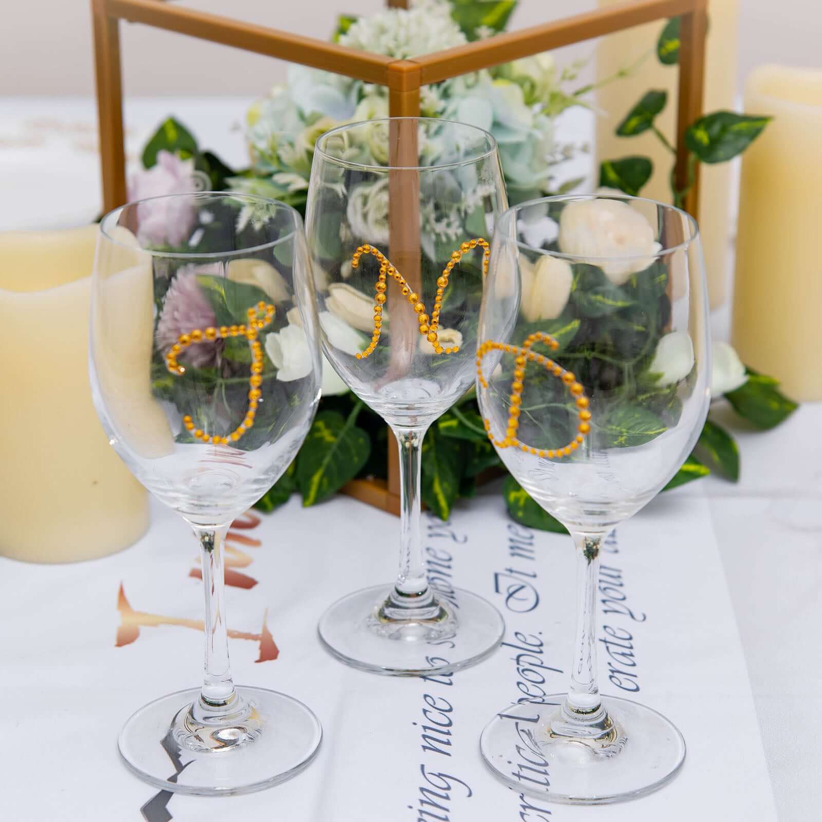 12 Pack 1.5" Gold Rhinestone Monogram Letter Jewel Sticker Self Adhesive DIY Diamond Decor - N