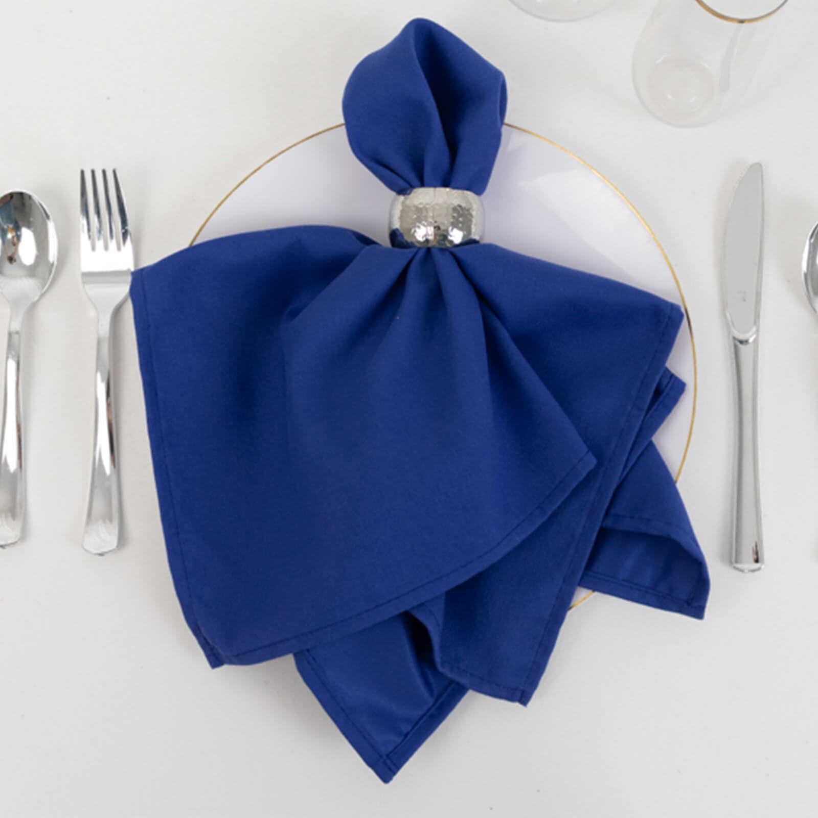 5 Pack Cotton Blend 20"x20" Napkins Royal Blue - Wrinkle-Resistant & Washable Dinner Napkins