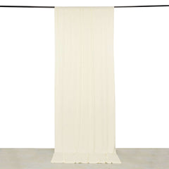 Ivory 4-Way Stretch Spandex Event Curtain Drapes, Wrinkle Free Backdrop Event Panel with Rod Pockets - 5ftx12ft