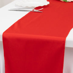 Scuba Polyester 12"x108" Table Runner Red - Wrinkle-Free Table Linen