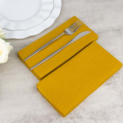 20 Pack Linen-Like Paper 8.5"x4" Napkins Gold - Highly Absorbent & Disposable Airlaid Guest Towels for Special Occasions