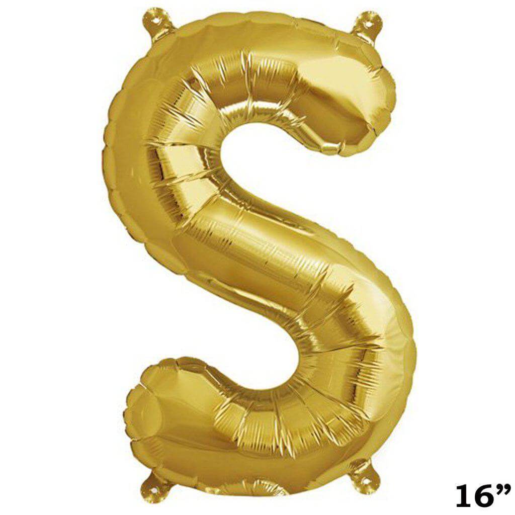 13" Gold Letter & Number Balloons, Shiny Metallic Mylar Foil Alphabet Balloons