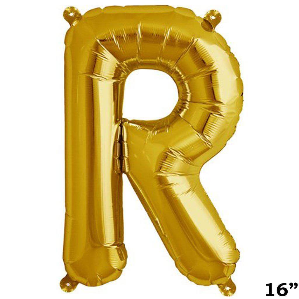 13" Gold Letter & Number Balloons, Shiny Metallic Mylar Foil Alphabet Balloons