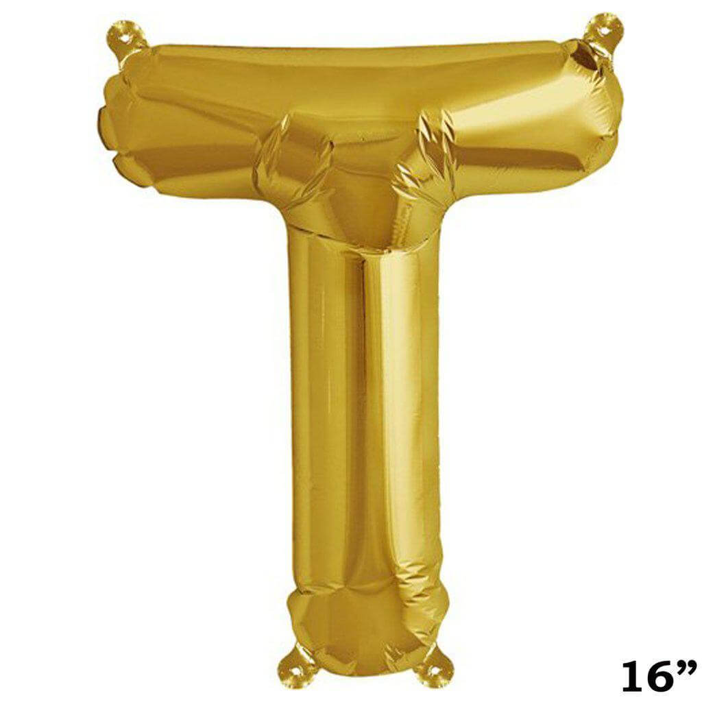 13" Gold Letter & Number Balloons, Shiny Metallic Mylar Foil Alphabet Balloons